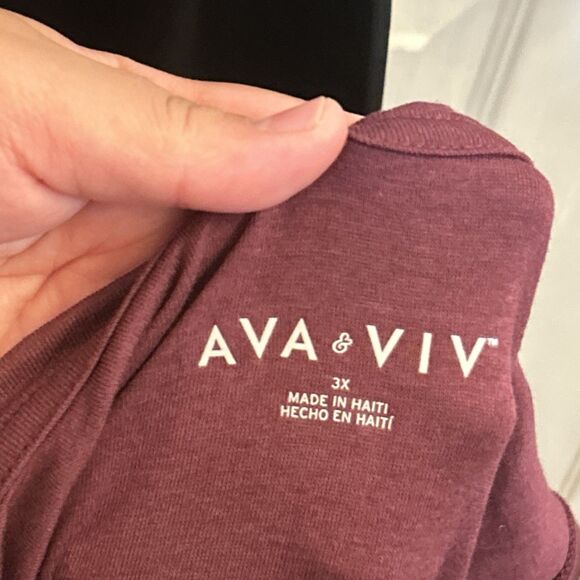 NWT Ava & Viv Plus Size Tank Top 3X Burgundy Scoop Neck Sleeveless Womens - Picture 3 of 15